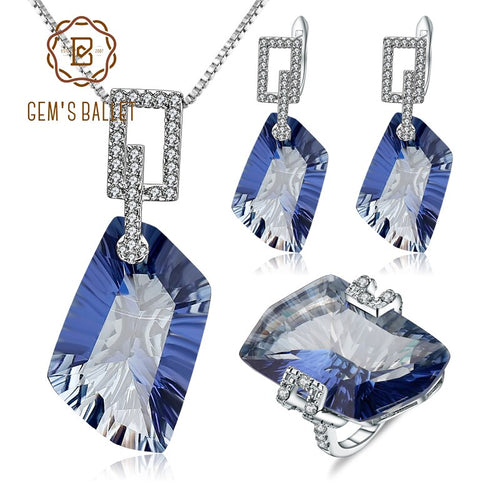 GEM'S BALLET Natural Iolite Blue Mystic Quartz Irregular Geometric Jewelry Sets
