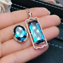Load image into Gallery viewer, MeiBaPJ Natural fireworks Sky Blue Jewelry Set 925 Pure Silver