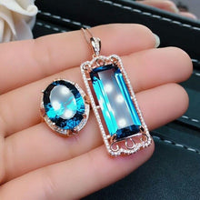 Load image into Gallery viewer, MeiBaPJ Natural fireworks Sky Blue Jewelry Set 925 Pure Silver