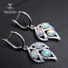 Load image into Gallery viewer, TBJ,Tree leaf jewelry set with natural opal clasp earring and pendant
