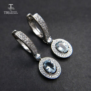 TBJ,2019 new classic clasp earring with natural brazil aquamarine