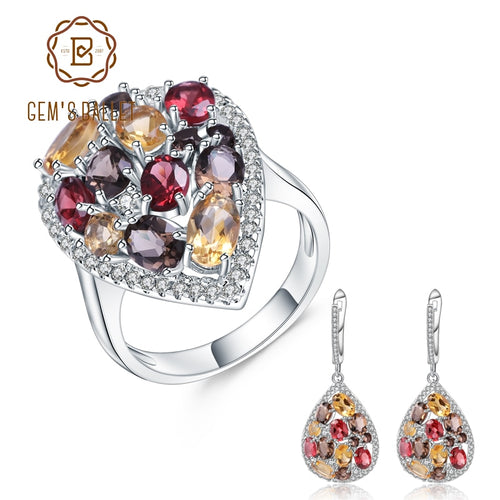 GEM'S BALLET Luxury 925 Sterling Silver Jewelry Set