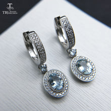 Load image into Gallery viewer, TBJ,2019 new classic clasp earring with natural brazil aquamarine
